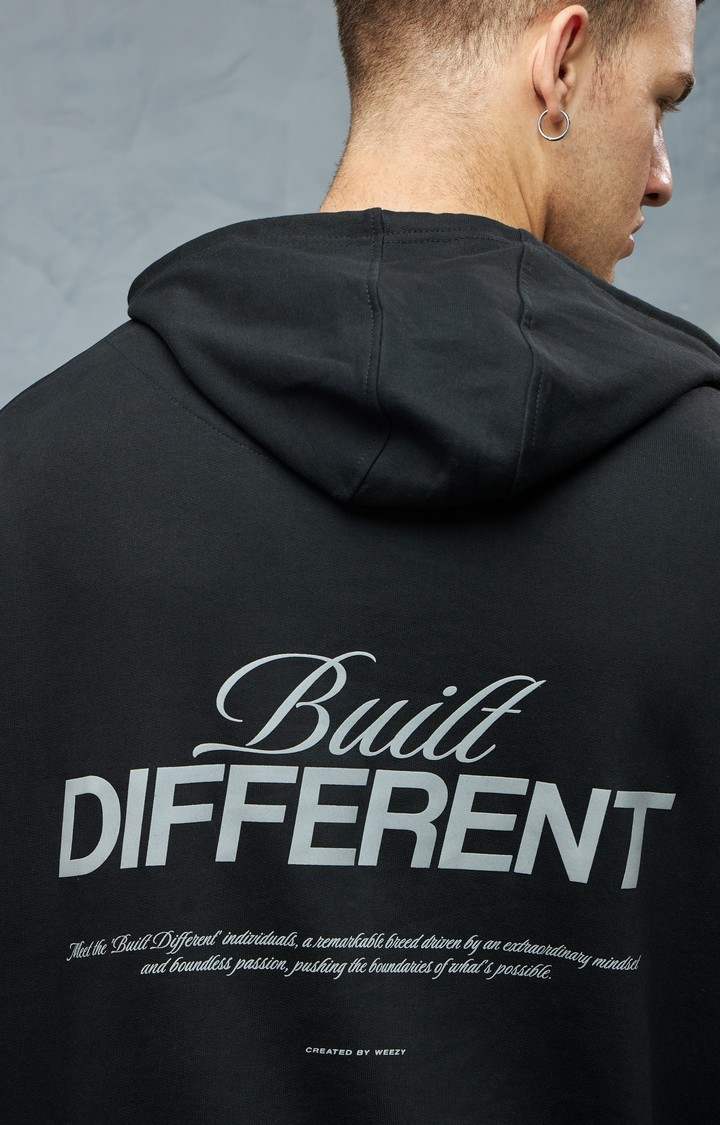 Men's Black Printed Hoodie
