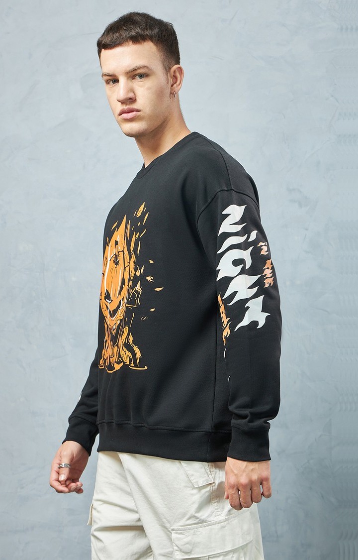 Men's Black Printed Sweatshirt