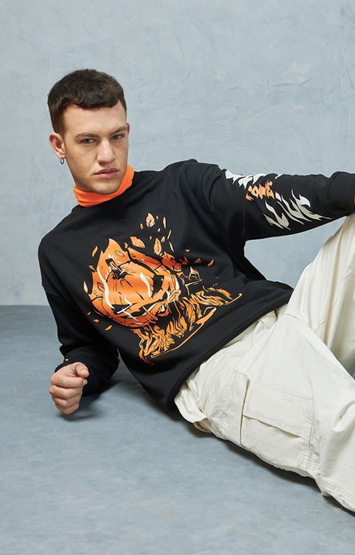 Men's Black Printed Sweatshirt