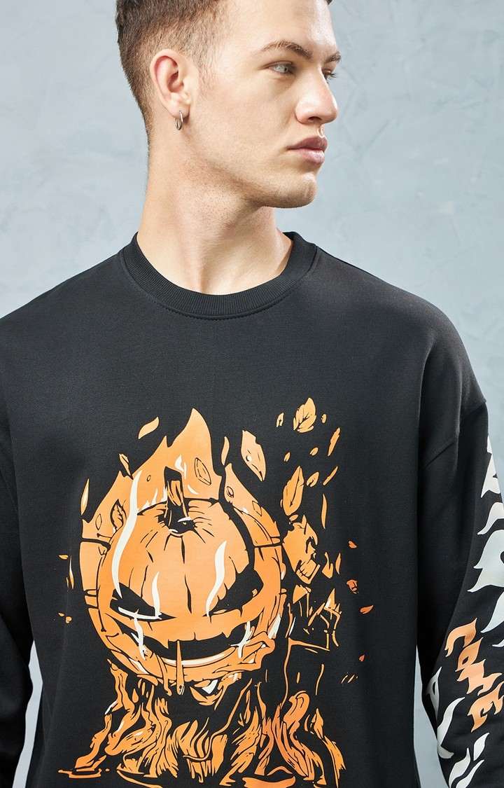 Men's Black Printed Sweatshirt