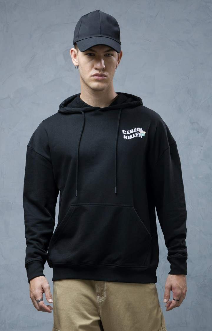 Men's Black Printed Hoodie