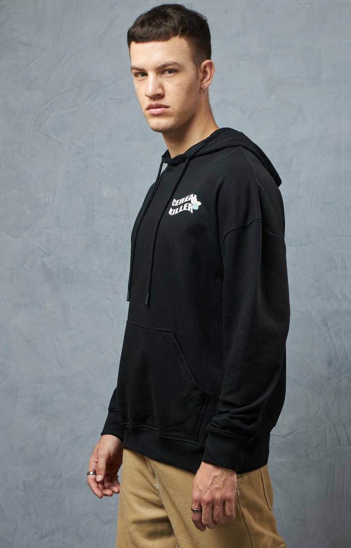 Men's Black Printed Hoodie