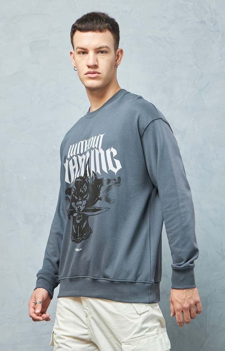 Men's Charcoal Grey Printed Sweatshirt