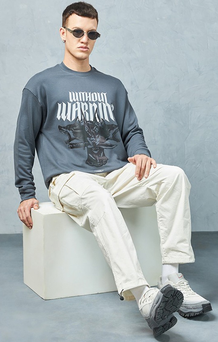 Men's Charcoal Grey Printed Sweatshirt