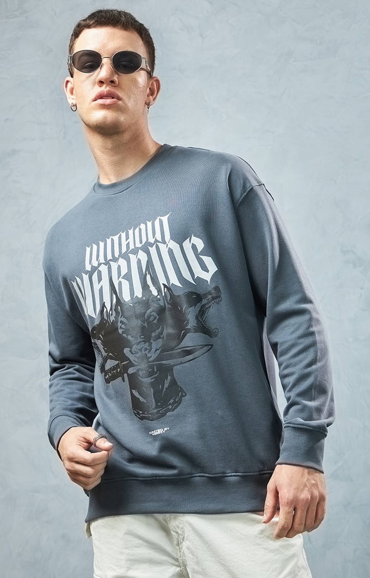 Weezy Streetwear | Men's Charcoal Grey Printed Sweatshirt