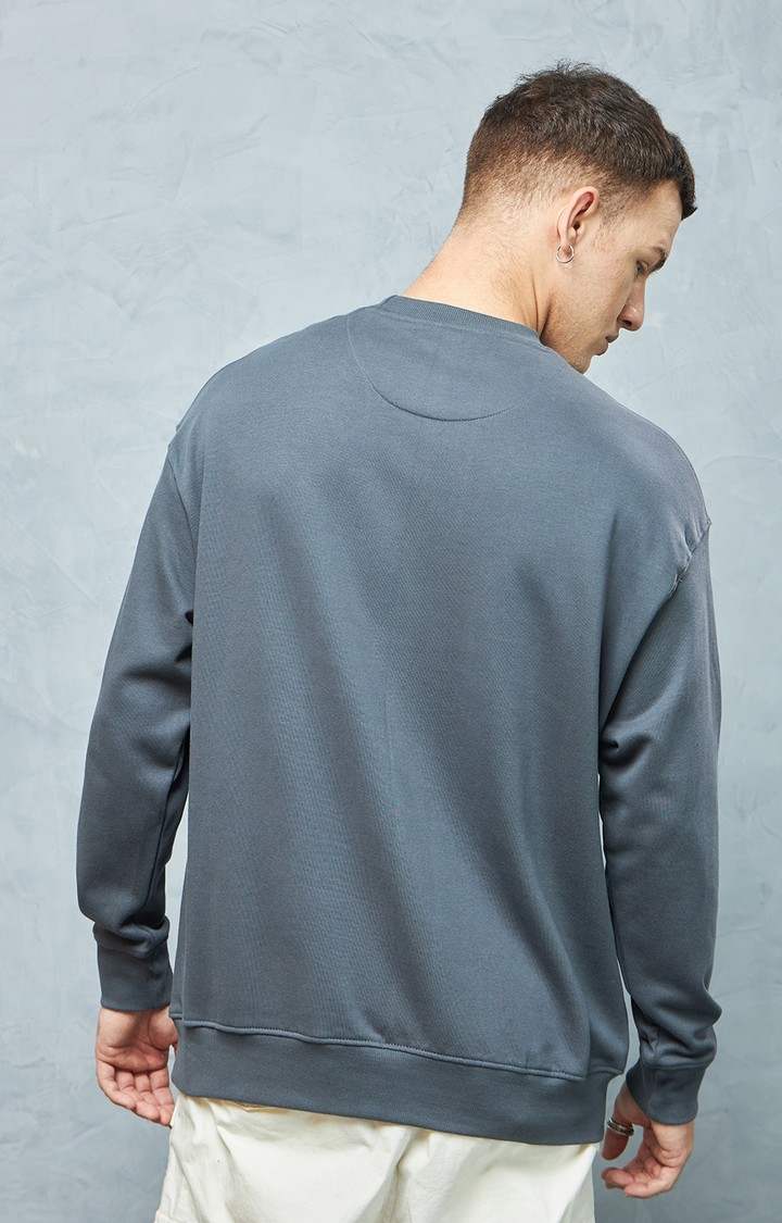 Men's Charcoal Grey Printed Sweatshirt