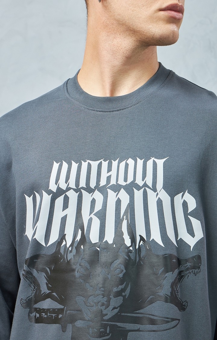 Men's Charcoal Grey Printed Sweatshirt