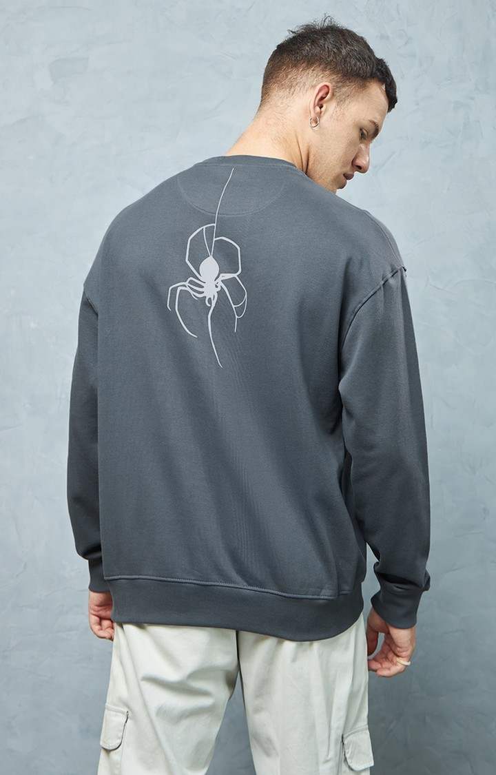 Men's Charcoal Grey Printed Sweatshirt