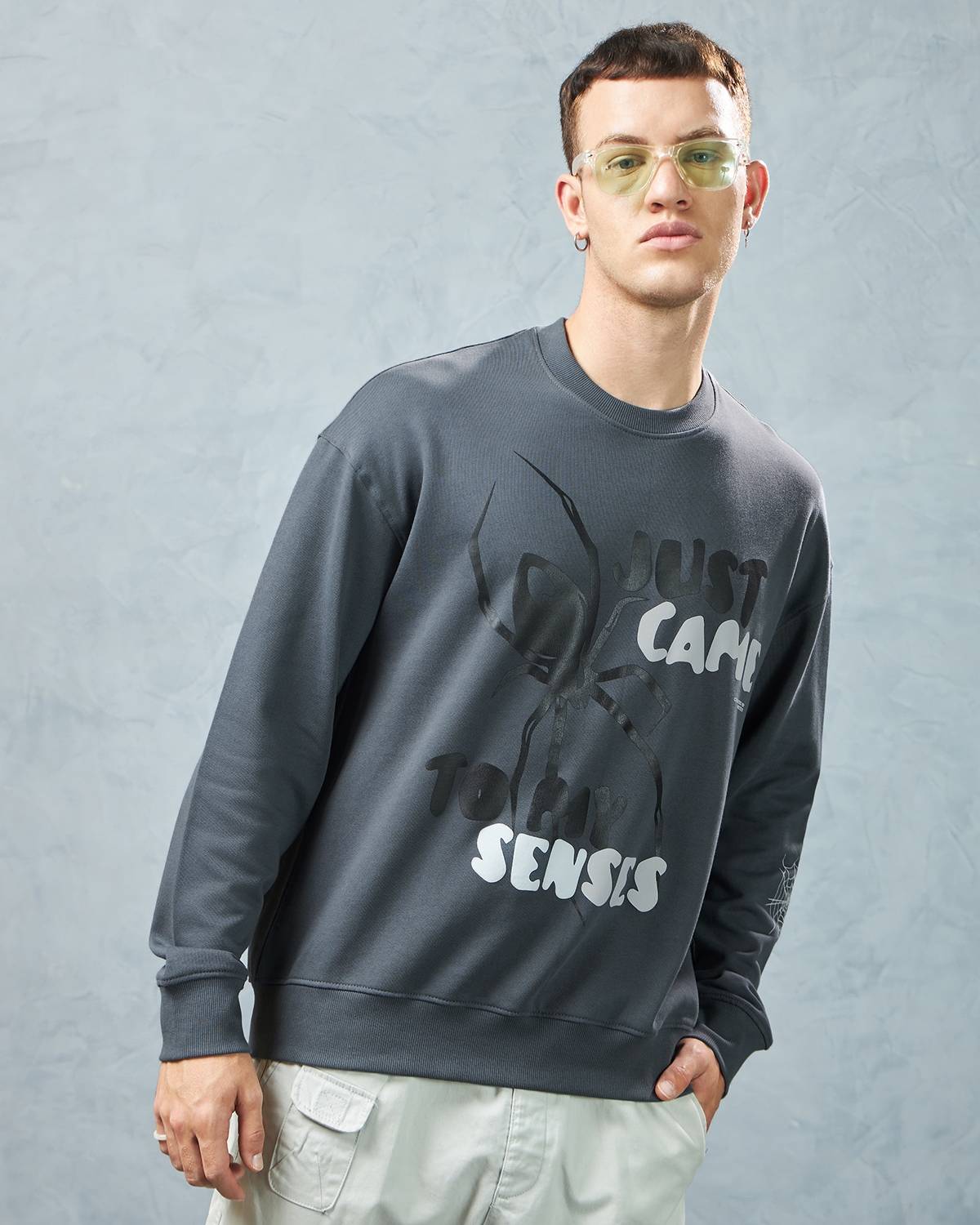 Weezy Streetwear | Men's Charcoal Grey Printed Sweatshirt