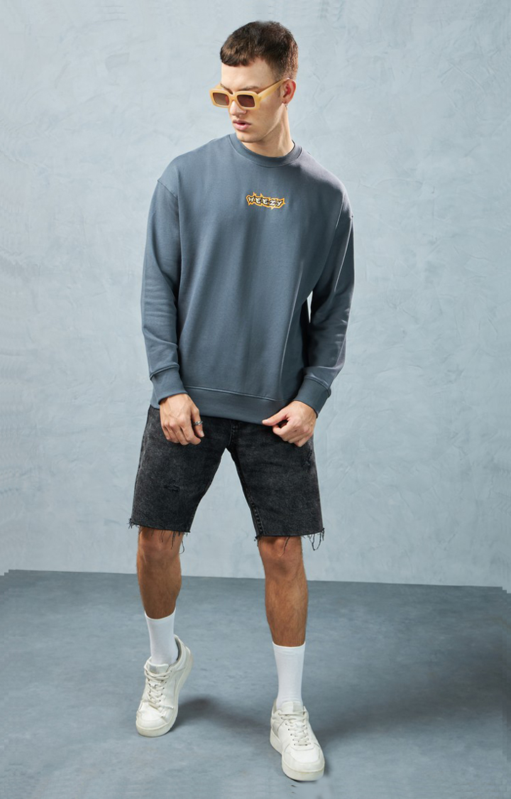 Men's Charcoal Grey Printed Sweatshirt