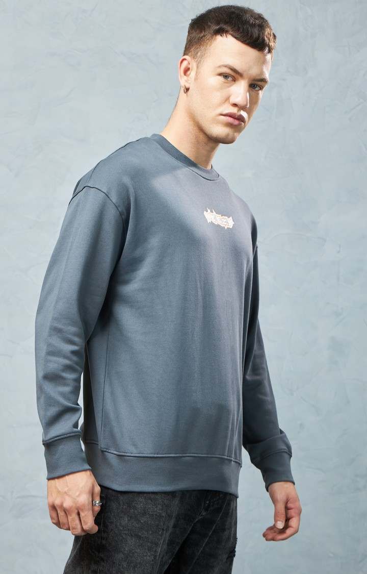 Men's Charcoal Grey Printed Sweatshirt