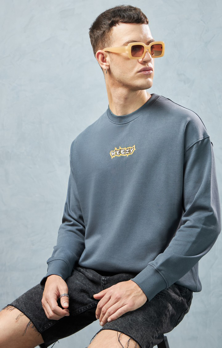 Men's Charcoal Grey Printed Sweatshirt