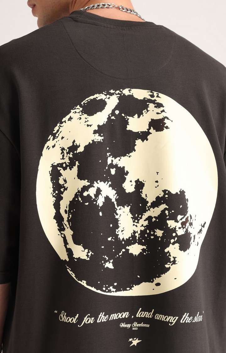 Men's Brown Printed Oversized T-Shirt