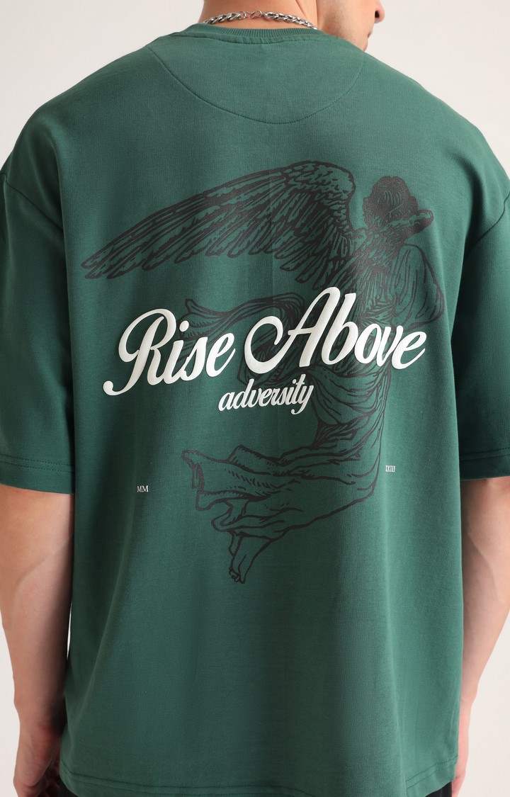Men's Green Printed Oversized T-Shirt
