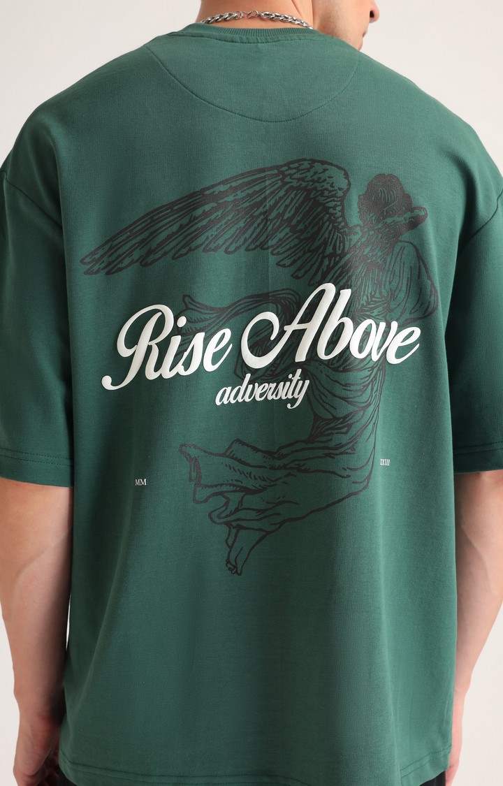 Men's Emerald Green Printed Oversized T-Shirt