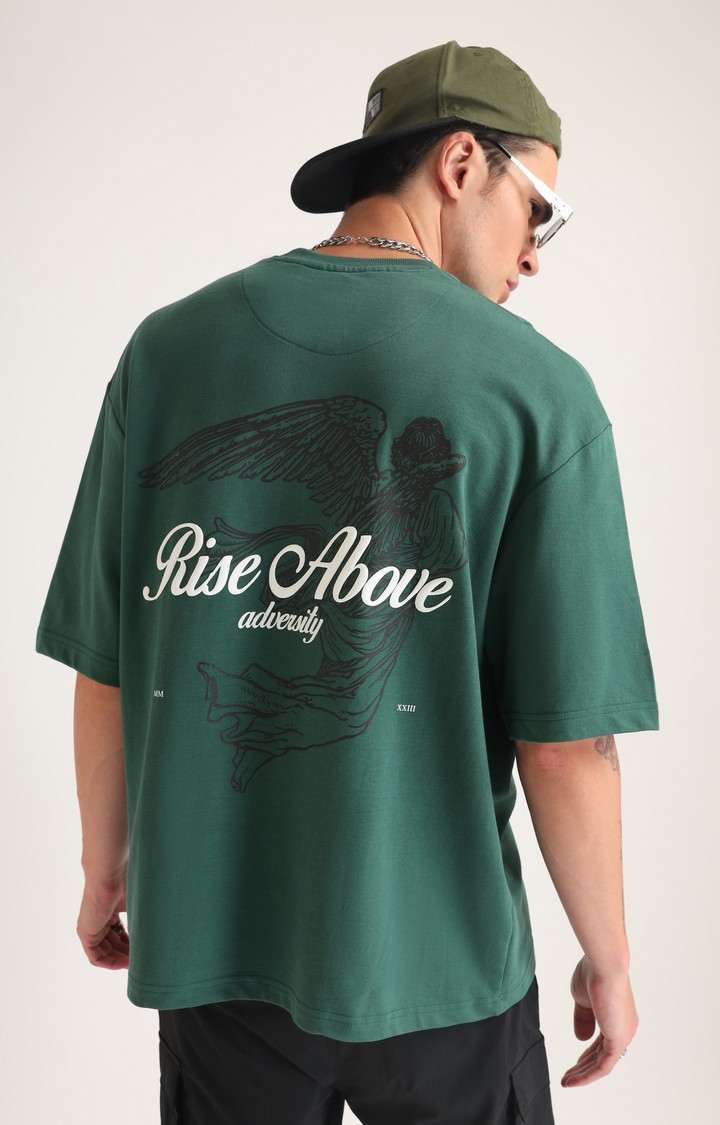 Men's Emerald Green Printed Oversized T-Shirt