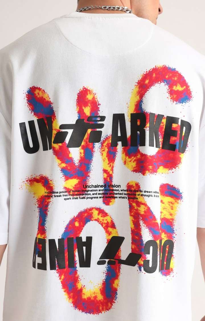 Men's White Printed Oversized T-Shirt