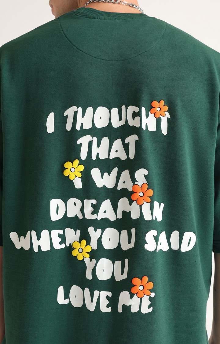 Men's Green Printed Oversized T-Shirt
