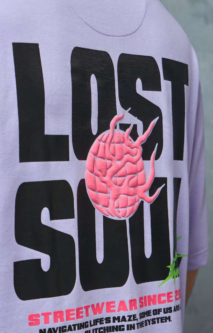 Men's Lavender Printed Oversized T-Shirt
