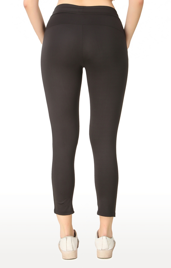 Women's Black Polyester Solid Tights