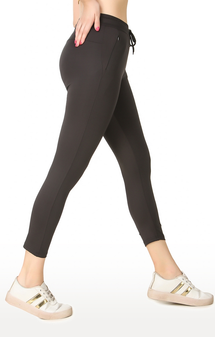 Fitinc | Women's Black Polyester Solid Tights 3