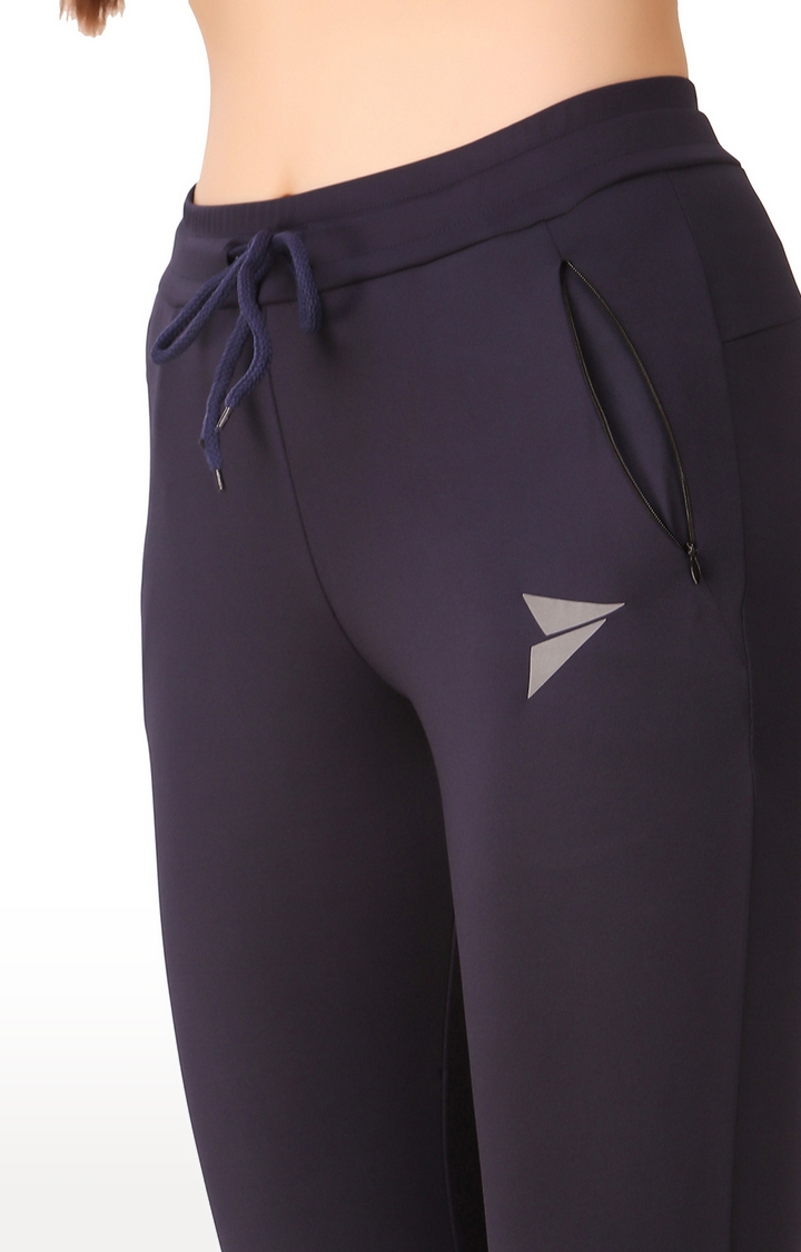 Fitinc | Women's Navy Blue Polyester Solid Tights 5