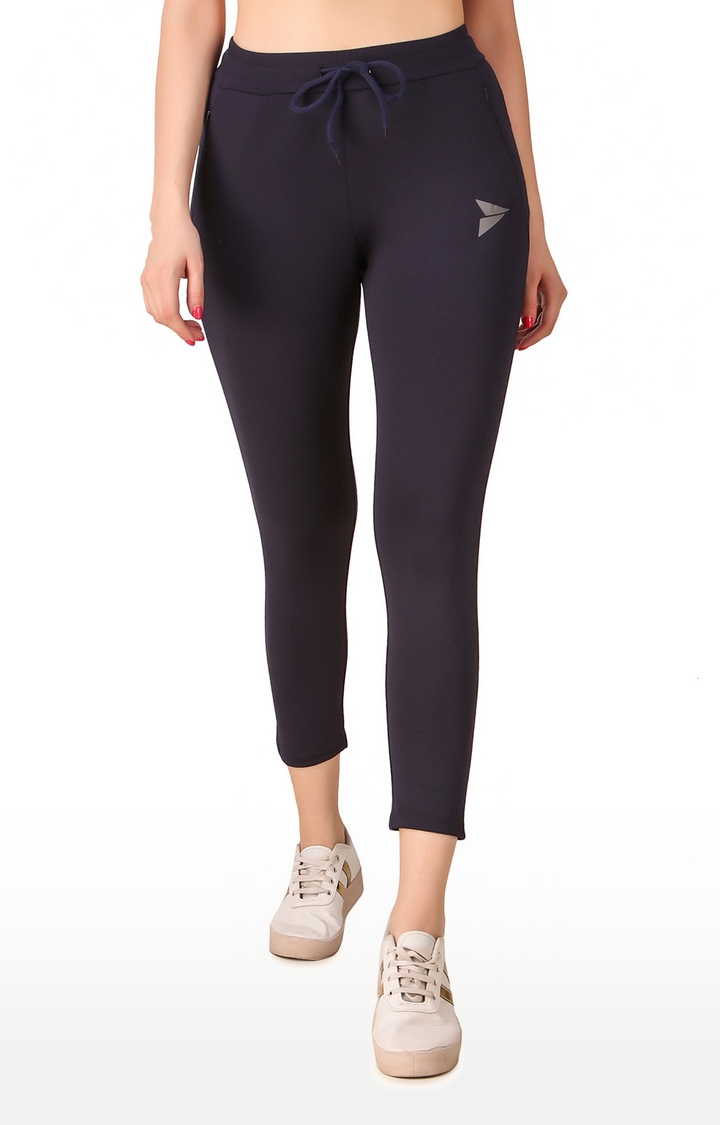 Fitinc | Women's Navy Blue Polyester Solid Tights 0