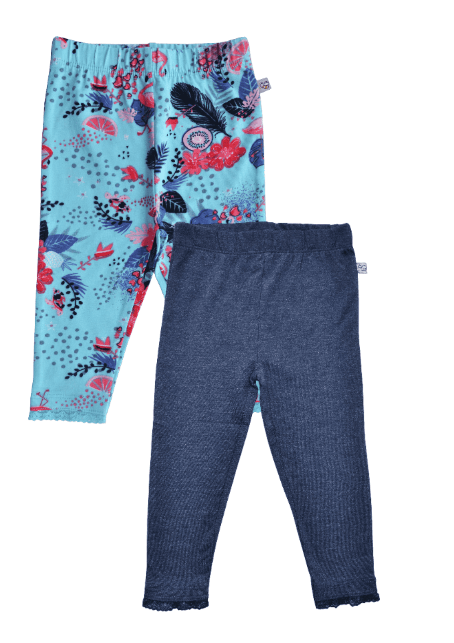 Baby Girls 2pc Combo Leggings (Blue AOP+Denim Mel)