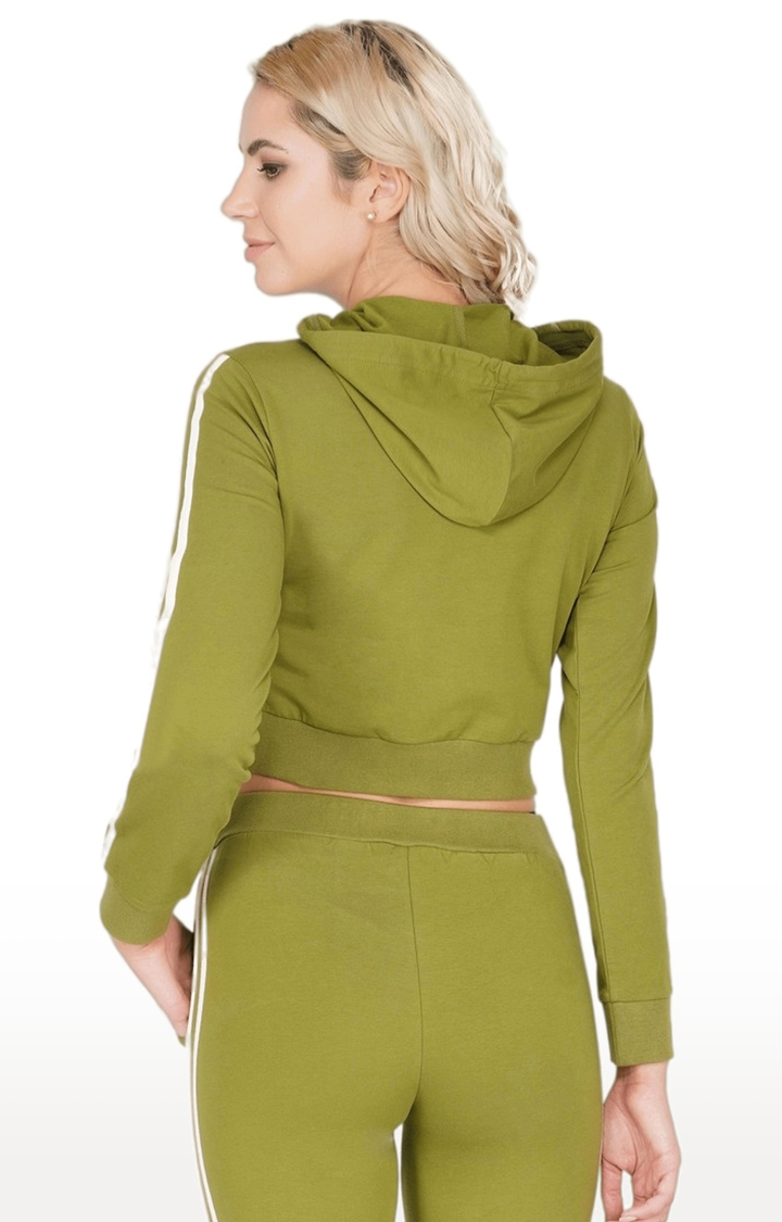 Women's Green Typographic Cotton Hoodies