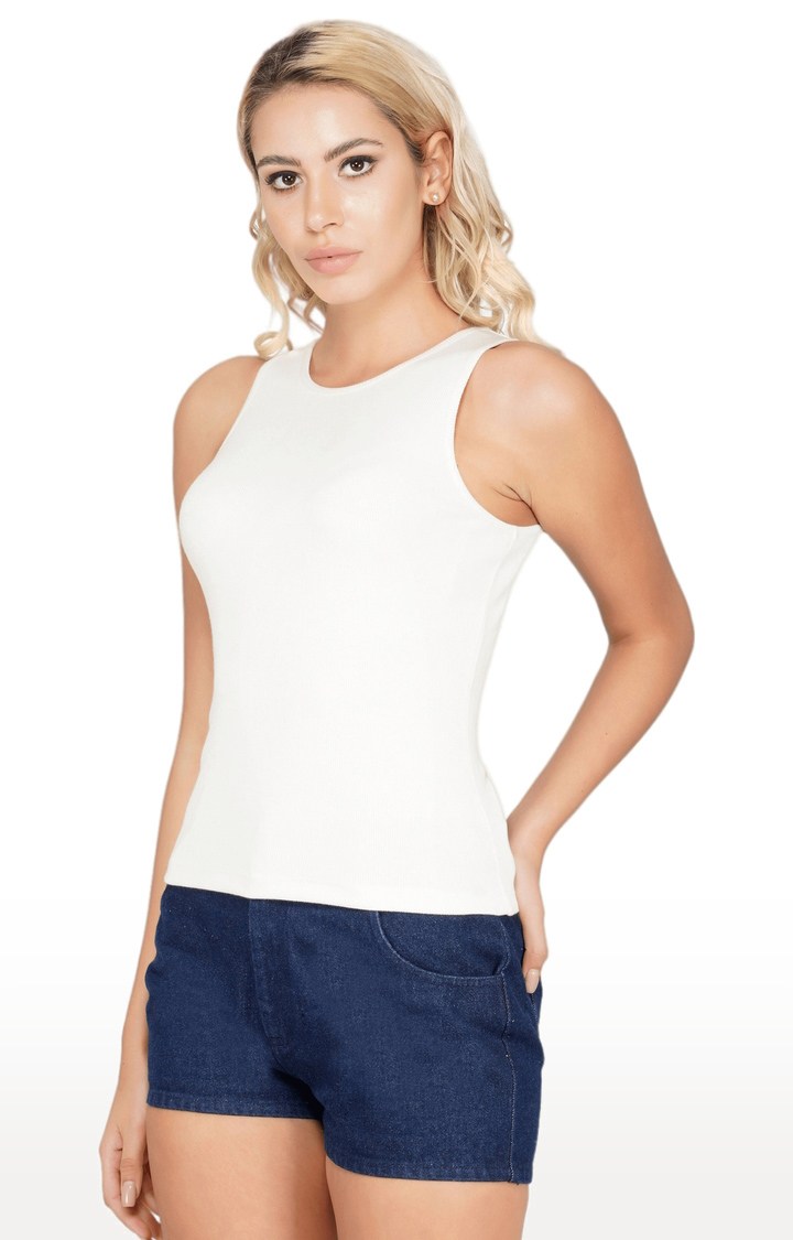 White tank top 2025 and jean shorts