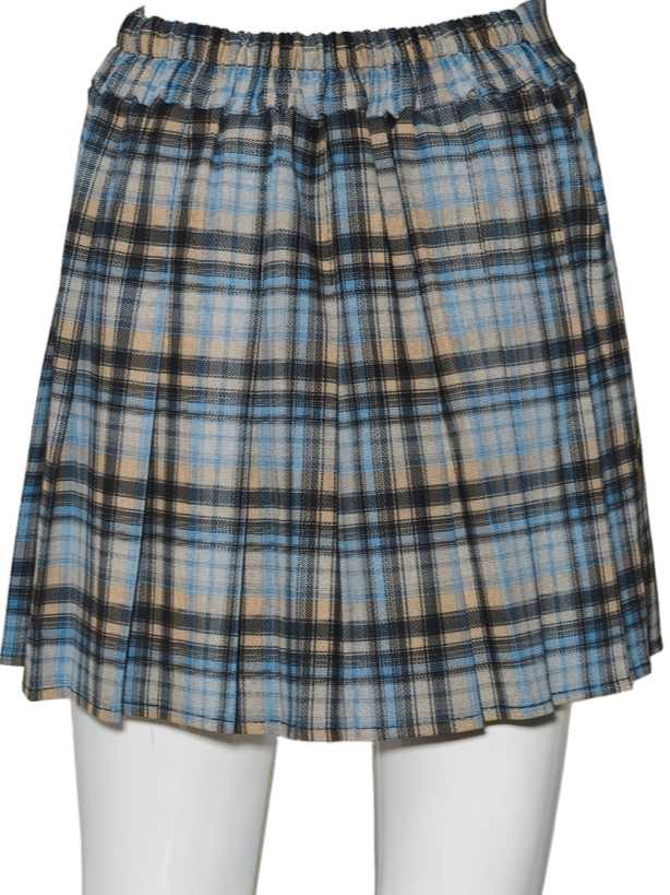 Max Fashion Women's Blue & Yellow Plaid Pleated Skirt
