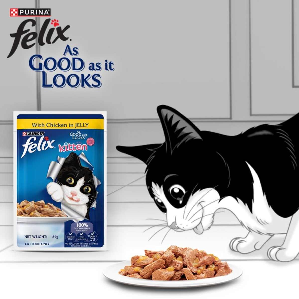 Purina Felix Chicken in Jelly Wet Kitten Food - 85gm