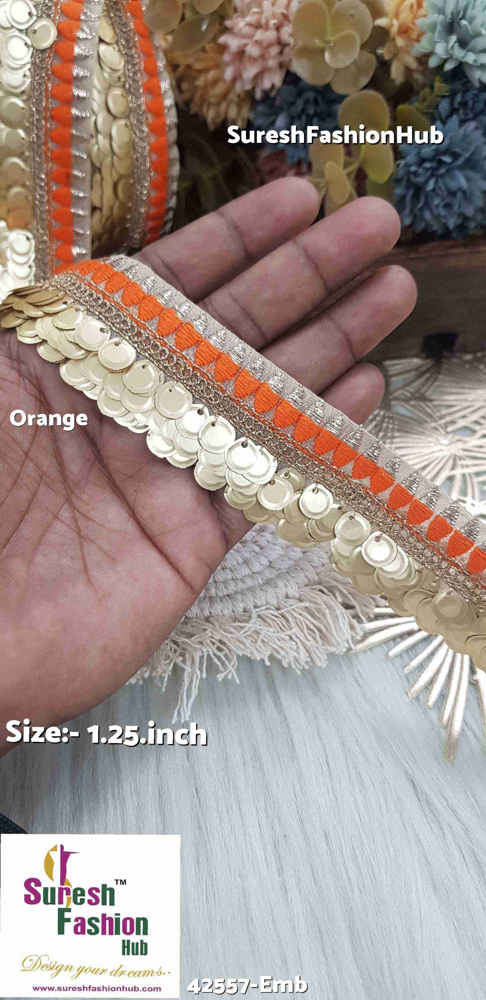Orange Hanging Sequence Embroidery Design