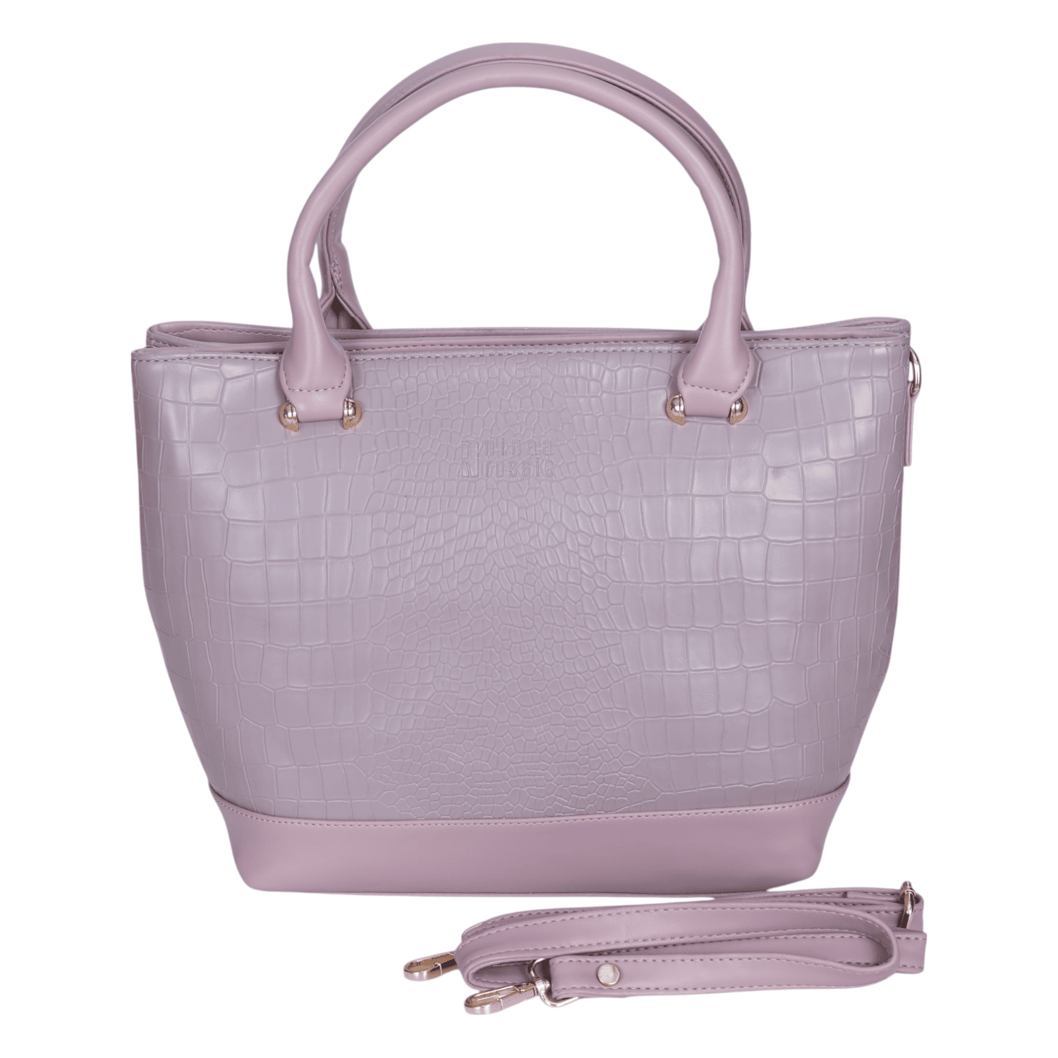 Ninaa Rossie Lavender Croc-Textured Handbag