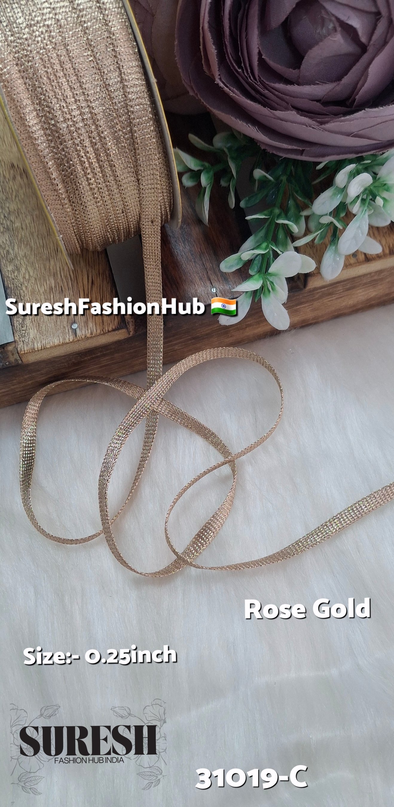 Rose Gold Slim Dori Jhalar Lace