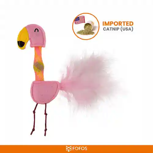 Barkbutler Fofos Flamingo Flick Tube Catnip Toy for Cats