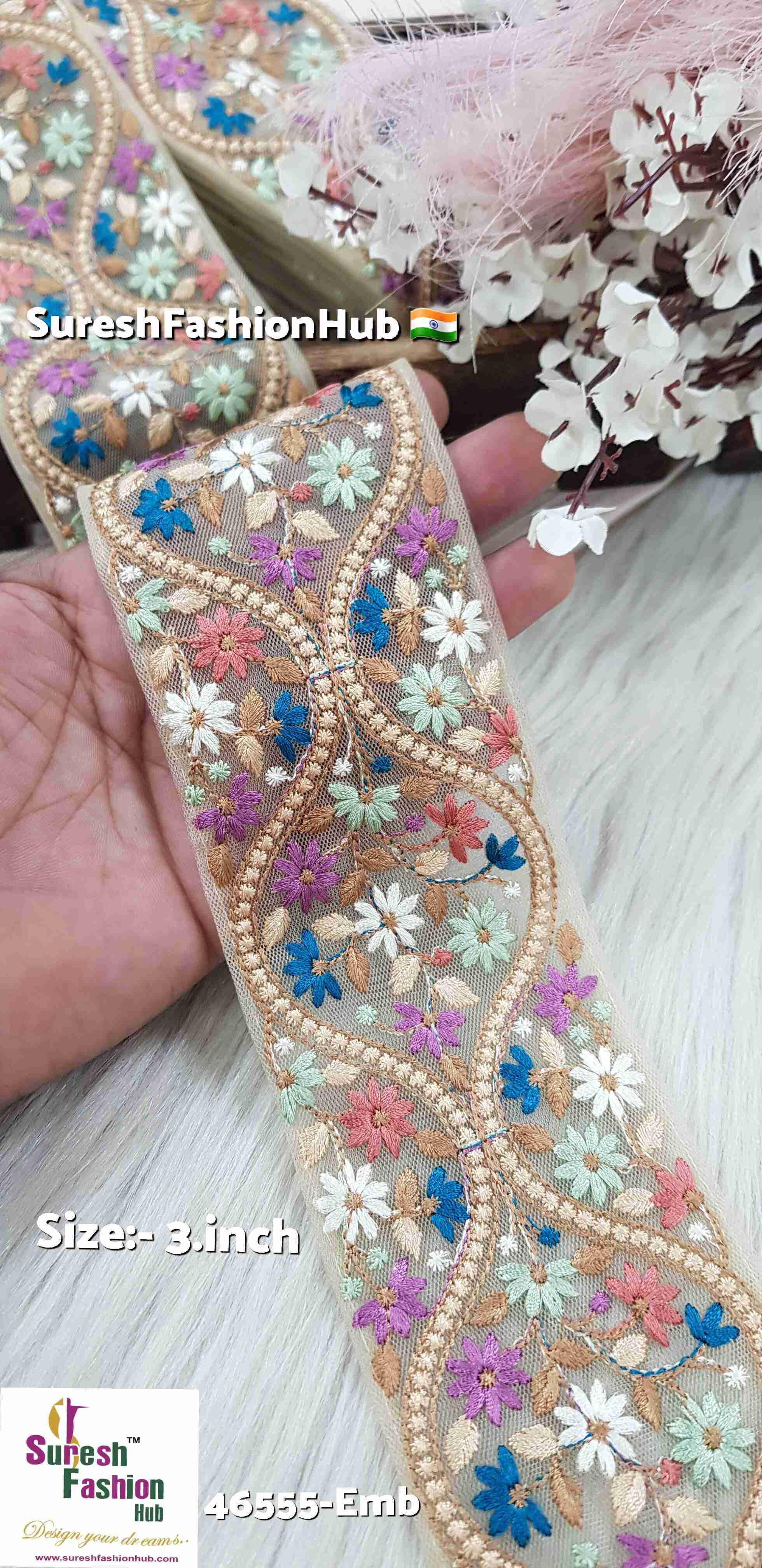 Graceful Floral Beige Embroidery Lace