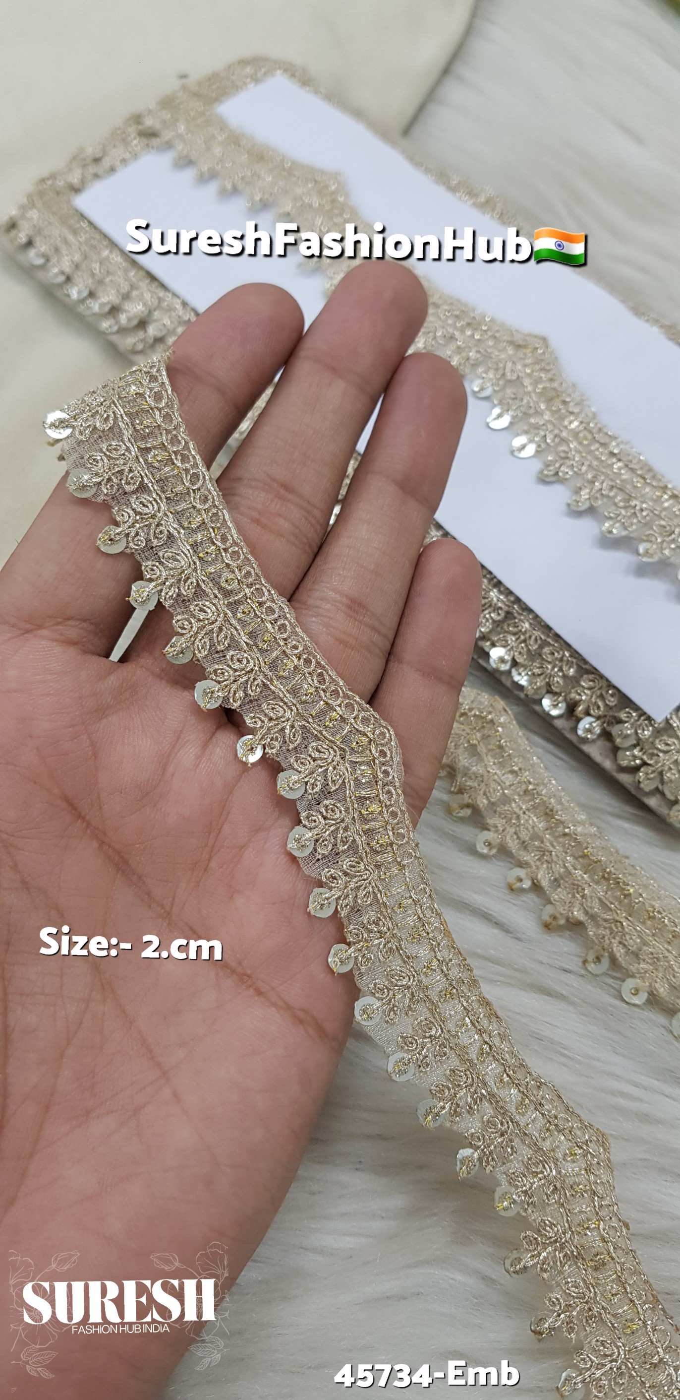 Light Pearl Elegant Dori Zari & Sequence Organza Lace