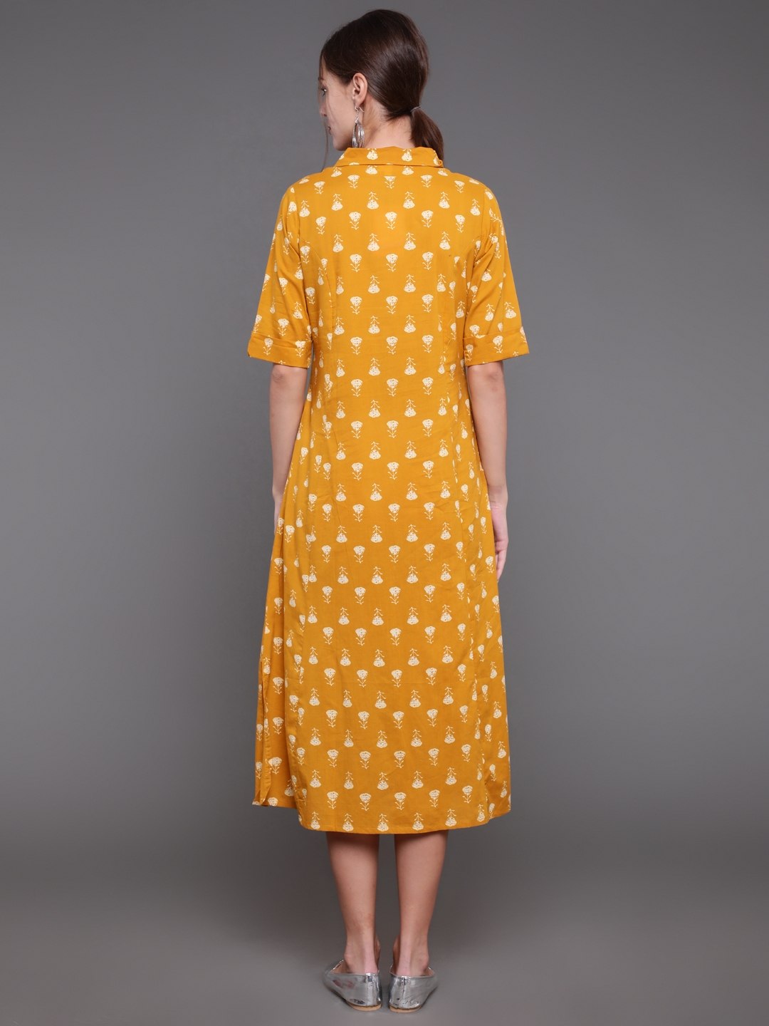 ANTARAN | Printed Cotton Yellow Dress 2