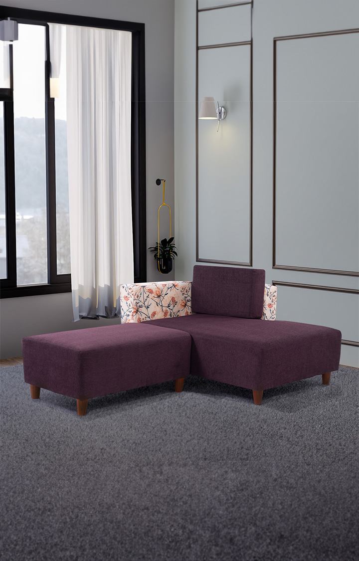 neudot Hailey Fabric Chaise Lounger LHS in Floral Paradise Purple Colour