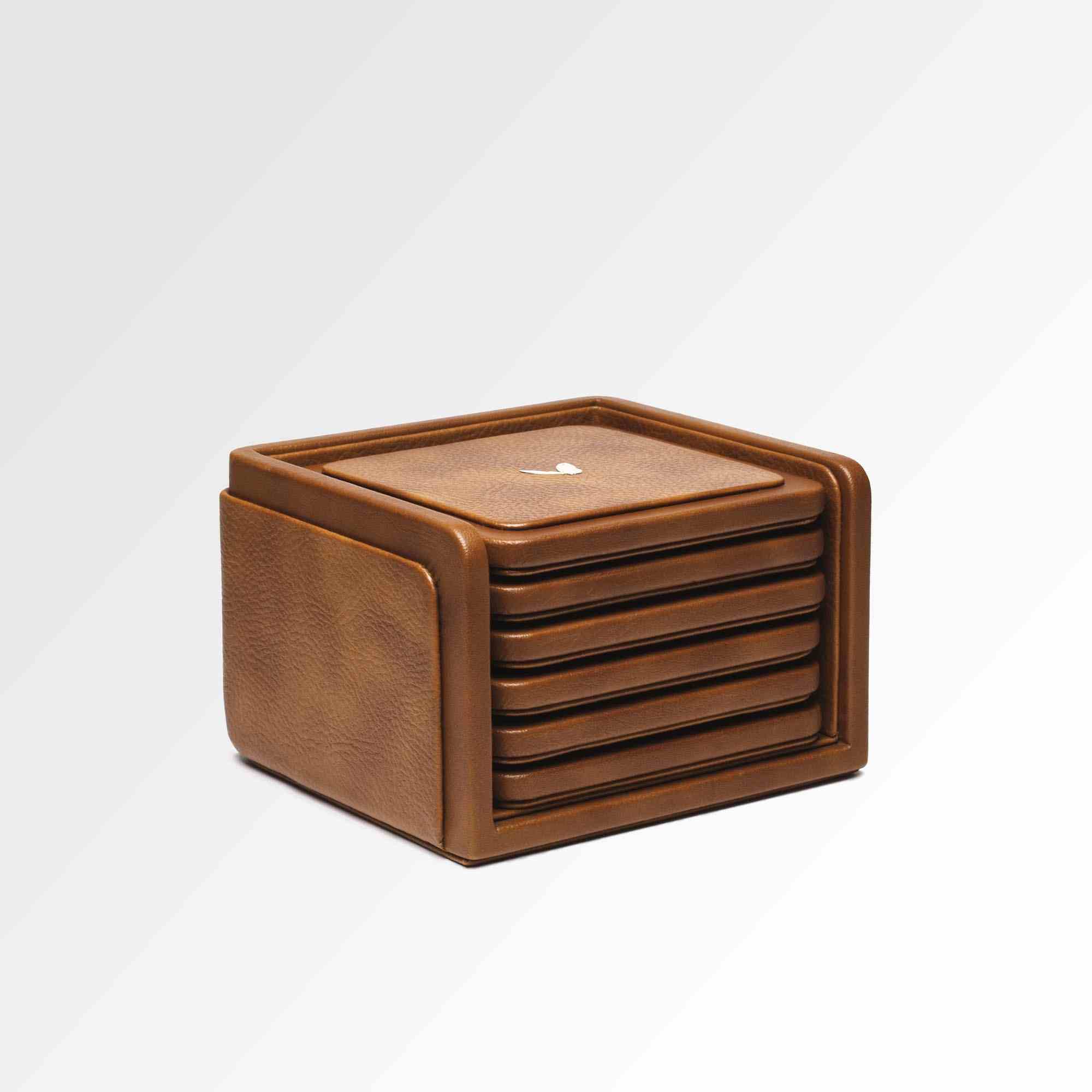 Square Coasters Set - Set of Six - Classic - Tan