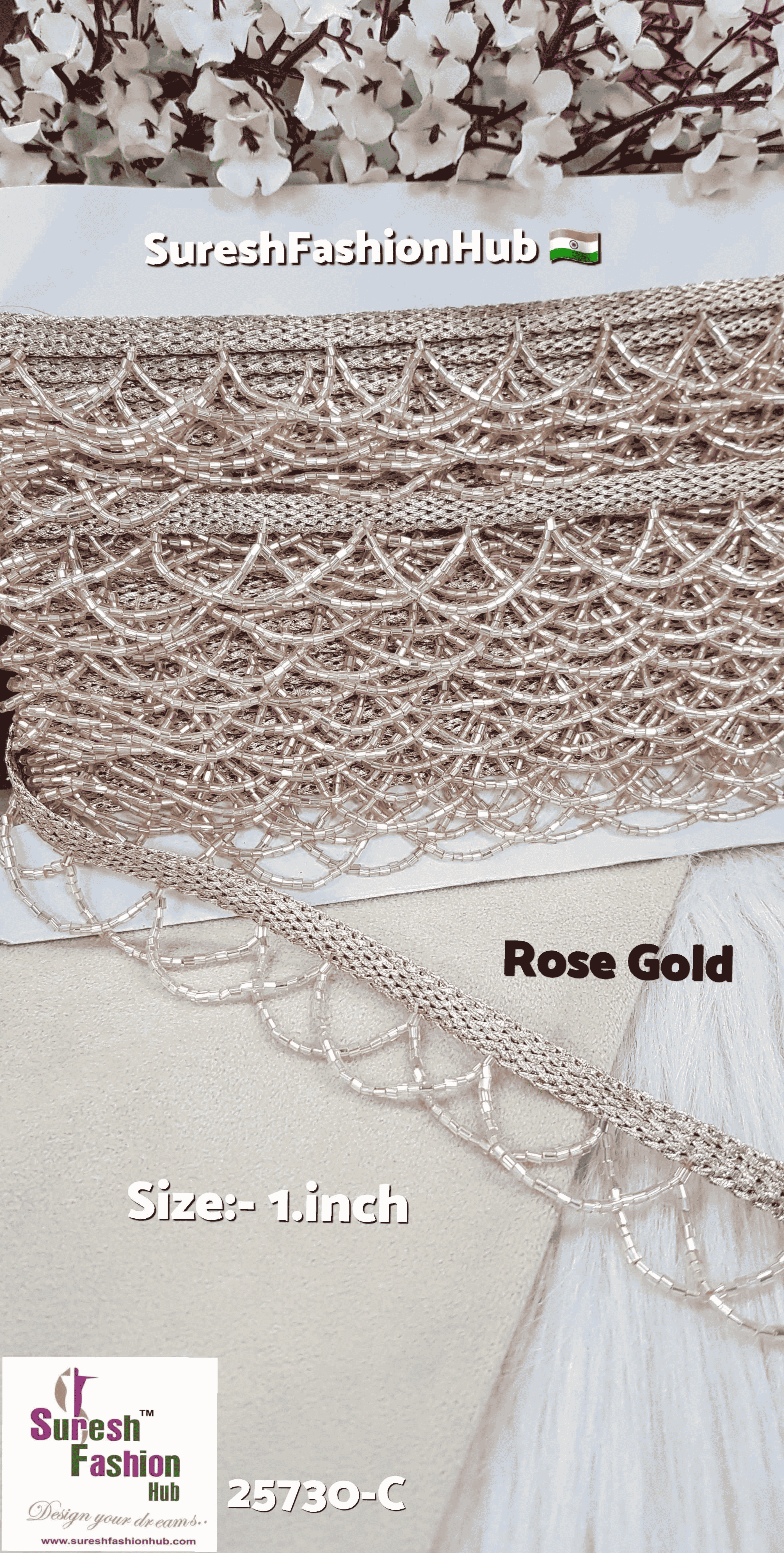 Rose Gold Scalloped Kaddhana Lace