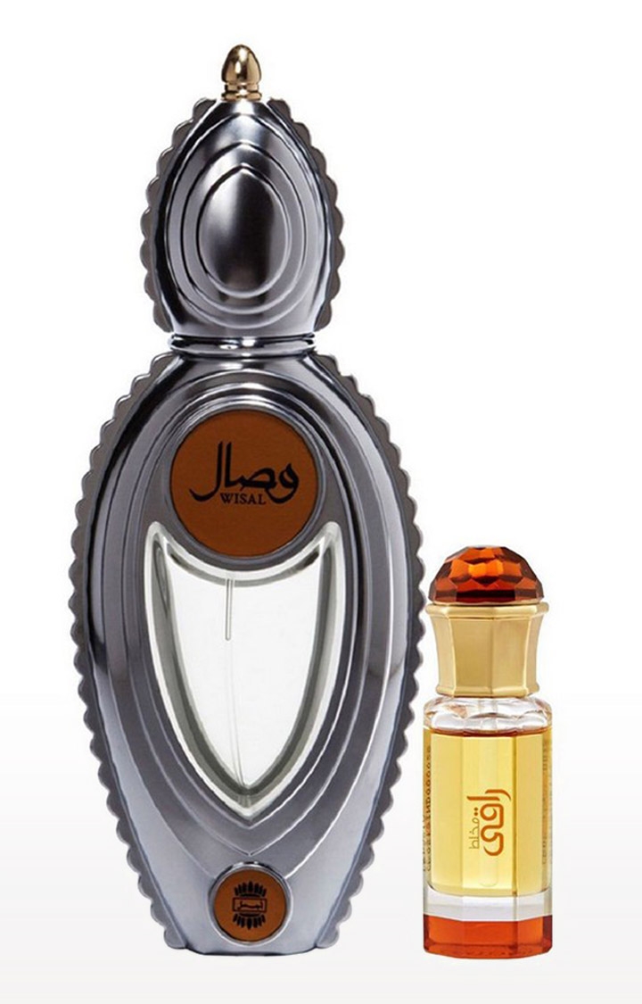 Ajmal | Ajmal Wisal EDP Musky Perfume 50ml for Women and Mukhallat Raaqi Concentrated Perfume Oil Fruity Alcohol-free Attar 10ml for Unisex 0