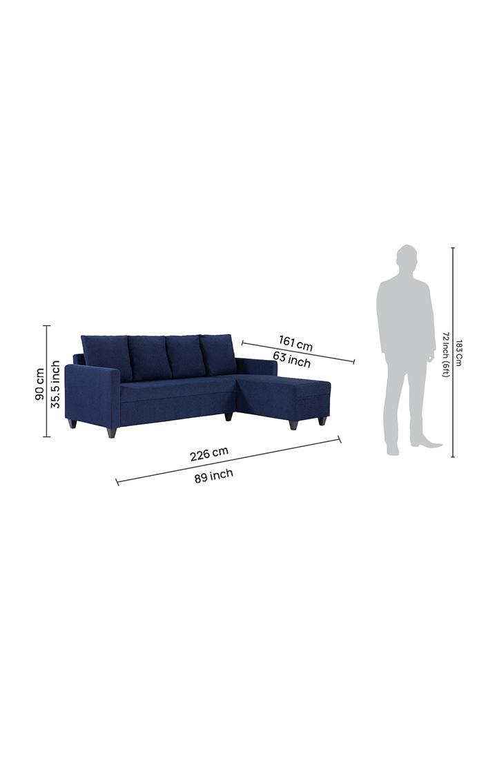 neudot Saya LHS Sectional Sofa for Living Room |6 Person Sofa| Premium Fabric with Cushioned Armrest | 12 Months Warranty| Solid Wood Frame| 6 Seater in Saya Blue Color DIY(Do-It-Yourself)