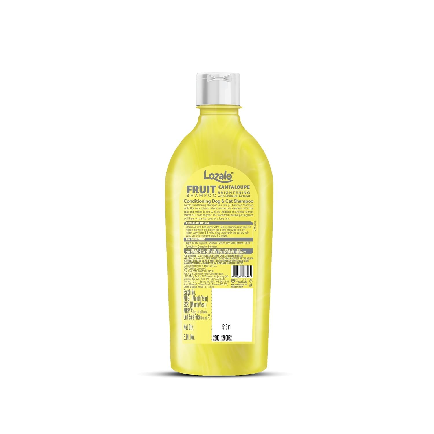 Lozalo Fruit Shampoo for Dogs & Cats 515 ml, Cantaloupe