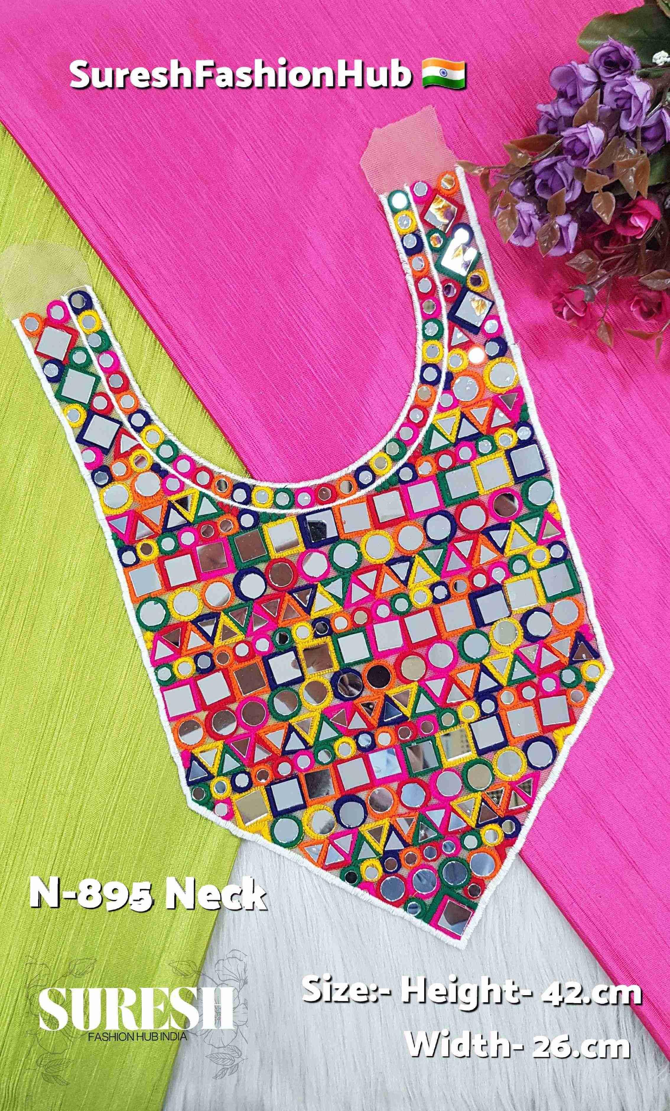 Dandiya Glow Multi Mirror Thread Neck Design – Multi | N-895