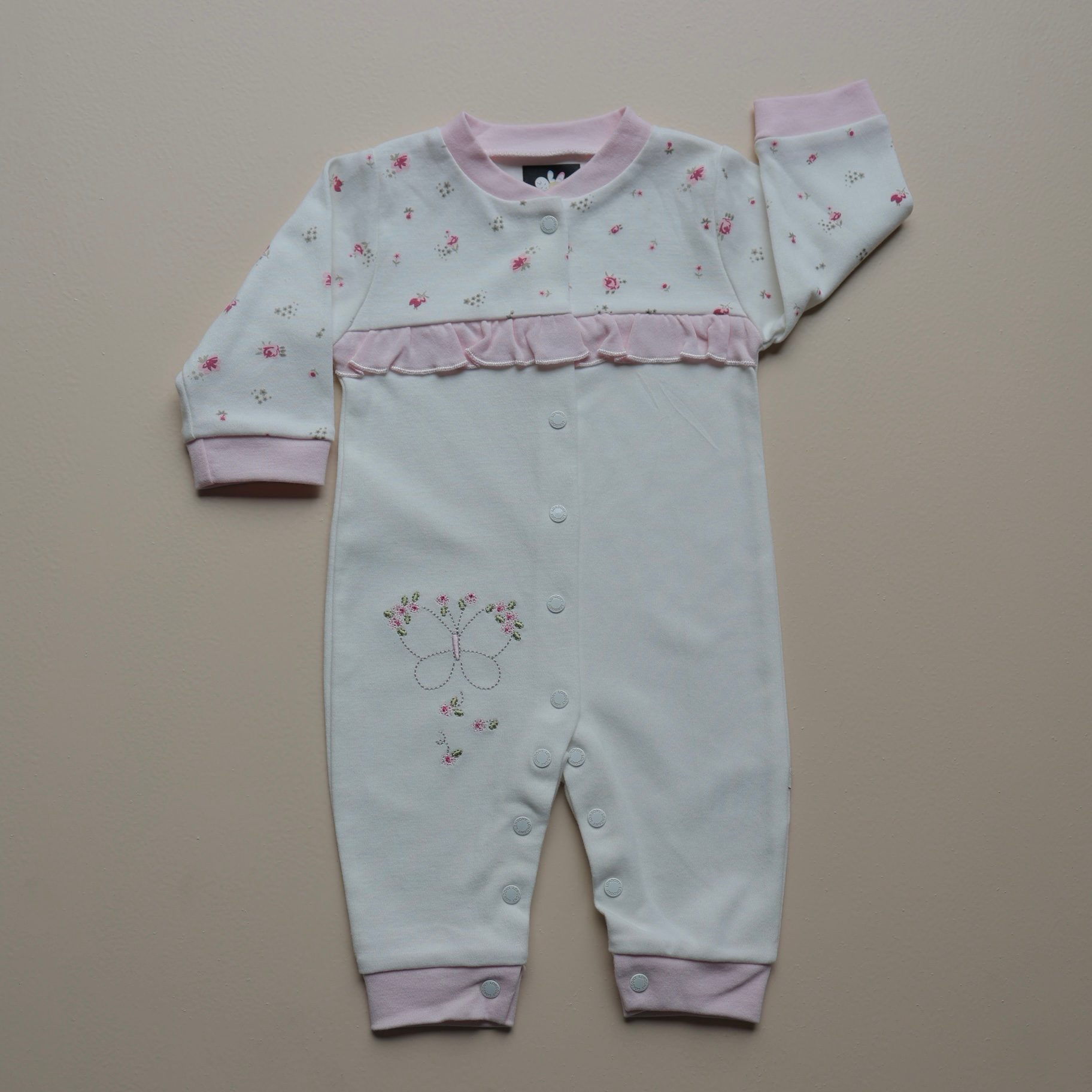 Pink Blossom Butterfly Baby Romper