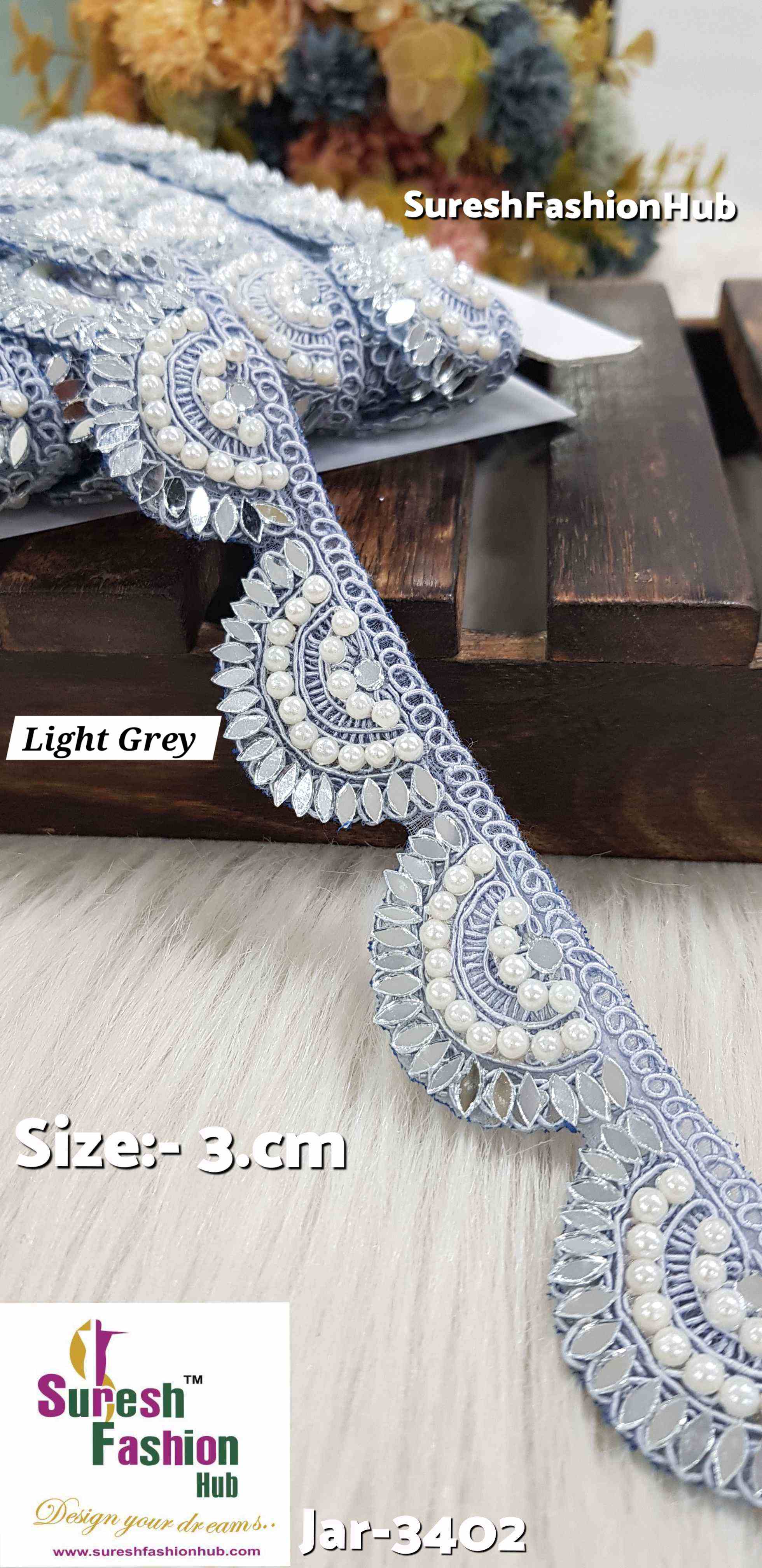 Light Grey Scalloped Embroidery Lace