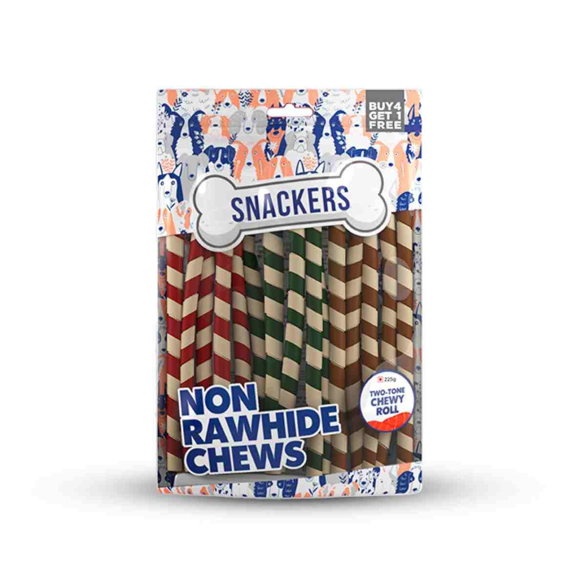 Snackers Non Rawhide Chews Two Tone Chewy Roll for Dogs, 225g