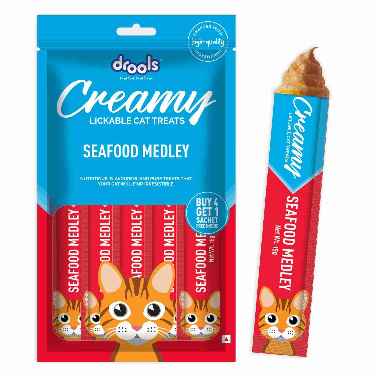 Drools Seafood Medley Creamy Cat Treats, 75g